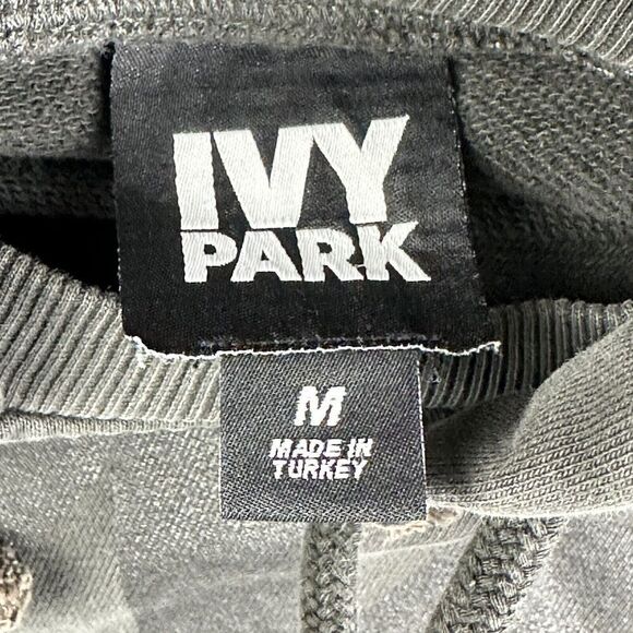 Ivy Park Cropped Hooded Sweatshirt Womens M Gray Oversized Streetwear Hoodie* - Picture 12 of 15